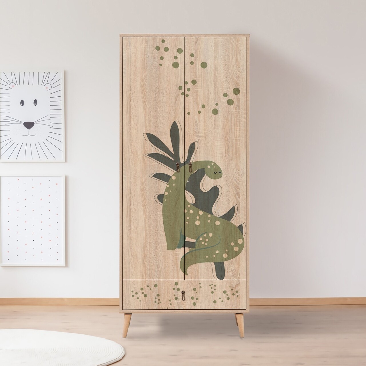 Dulap pentru haine, Vella, City Dino, 80 x 190 x 45 cm, pal melaminat, multicolor - imagine 5